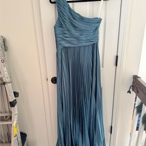 Christian Siriano One-Shoulder Teal Dress
